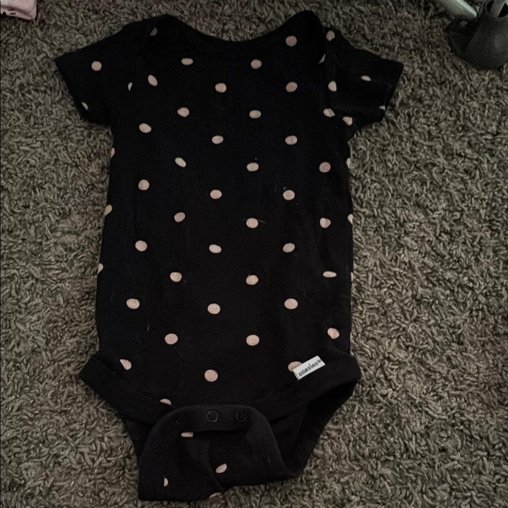 Chic Black and Pink Bodysuit with Polka Dots